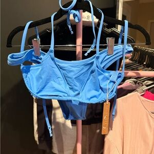 SKIMS Blue Scoop Bikini Top and Bottom Set
